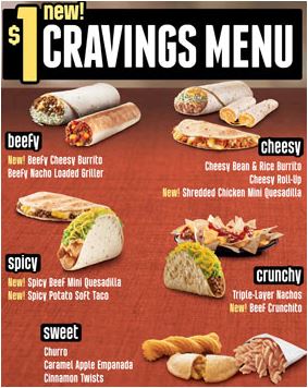 Taco Bell Happy Hour Time Value Menu